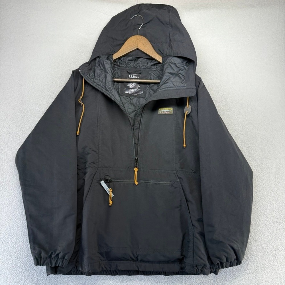 L.L.Bean Jacket Women's M Black Mountain Classic Insulated Pullover Nylon Hooded